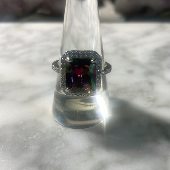 Large Mystic Topaz Ring 925 sterling silver size 9 - Picture 7 of 7